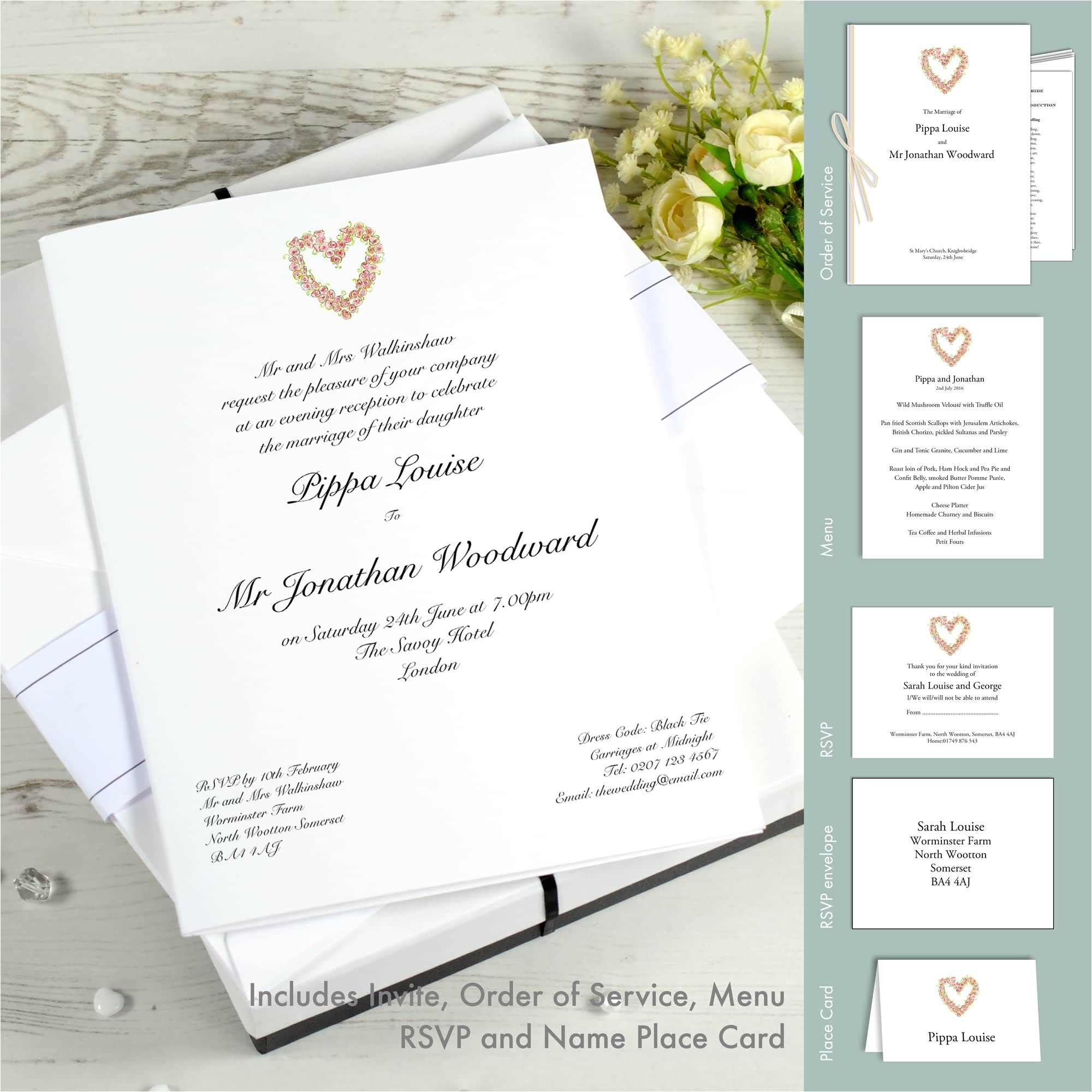Wedding Invitation Name order Wedding Stationery Samples Honeytree