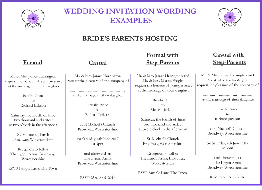 Wedding Invitation Wording Bride S Parents Hosting Wedding Invitation Wording Personalised Cards