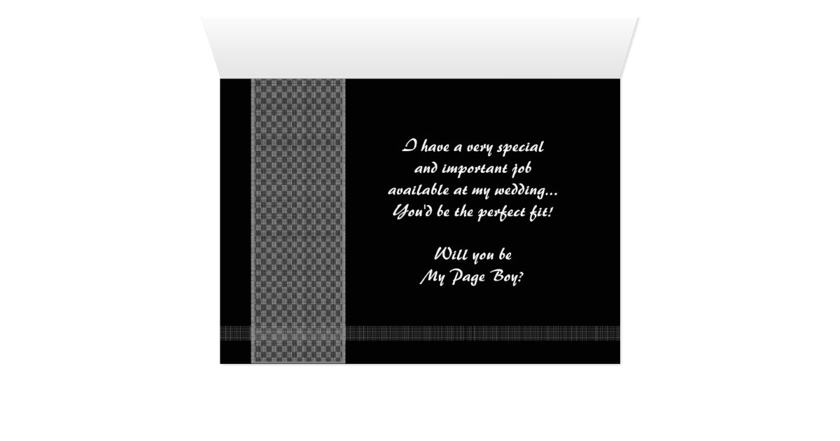 Wedding Invitation Wording From Nephew Nephew Page Boy Wedding Invitation Greeting Card Zazzle