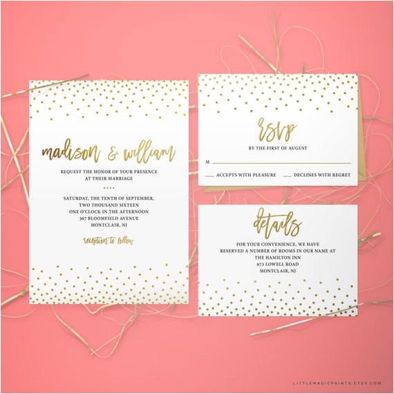 Wedding Invitations and Rsvp Packages Printable Wedding Invitation Package by Littlemagicprints