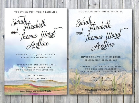 Wedding Invitations Az Arizona Wedding Invites Desert Wedding by