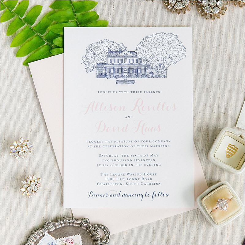 Wedding Invitations Charleston Sc Legare Waring House Wedding Invitation Scotti Cline Designs