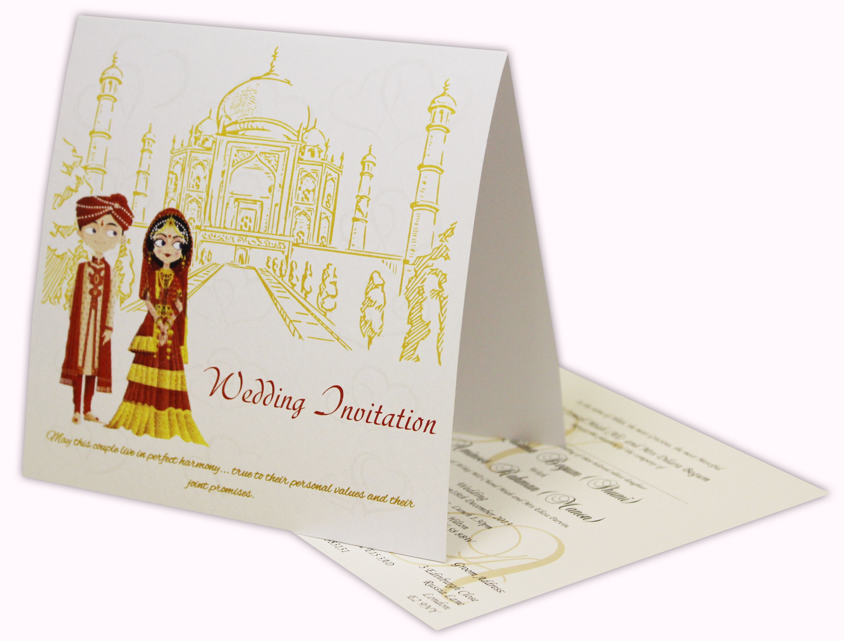 Wedding Invitations for Less Than A Dollar Traditional Taj Mahal Wedding Invite Sq15 0 85