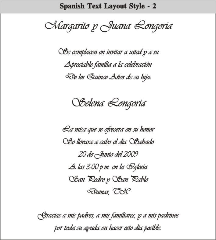 Wedding Invitations In Spanish Wording Samples Spanish Quinceanera Invitation Dinner Wording Car Pictures