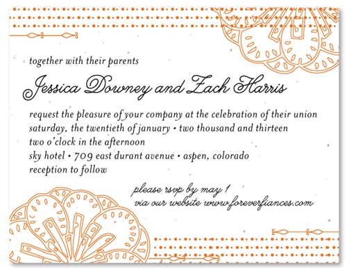 Wedding Invitations In Spanish Wording Samples Spanish Wedding Invitations On Seeded Paper Feliz by