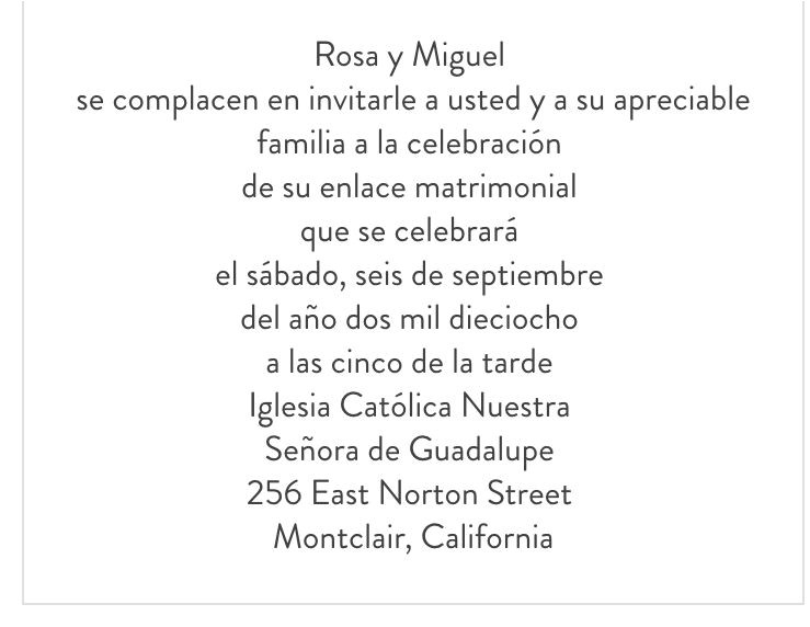 Wedding Invitations In Spanish Wording Samples Wording Sample for Wedding Invitation In Spanish