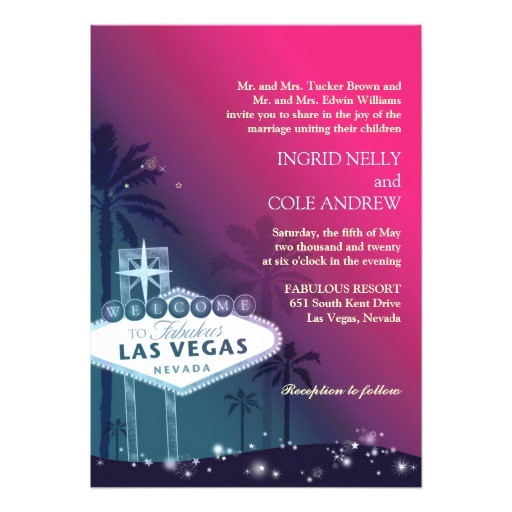 Wedding Invitations Las Vegas Nv Fuchsia Sea Green Las Vegas Nevada Wedding Invite