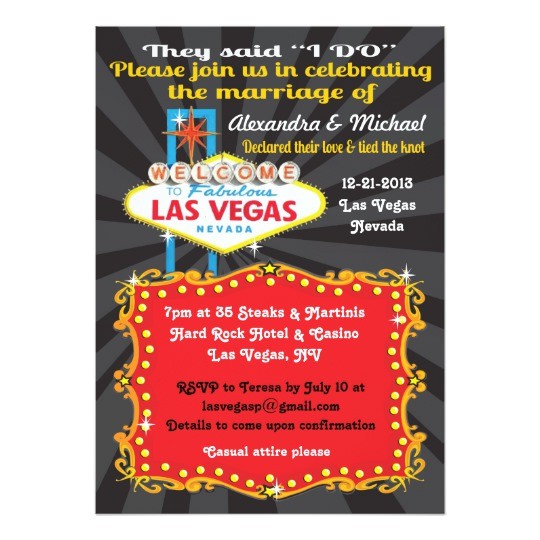 Wedding Invitations Las Vegas Nv Las Vegas Post Wedding Reception Invitations Zazzle