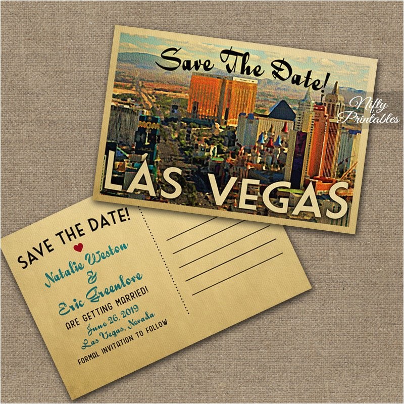 Wedding Invitations Las Vegas Nv Las Vegas Save the Date Postcards Vintage Travel Vegas Save