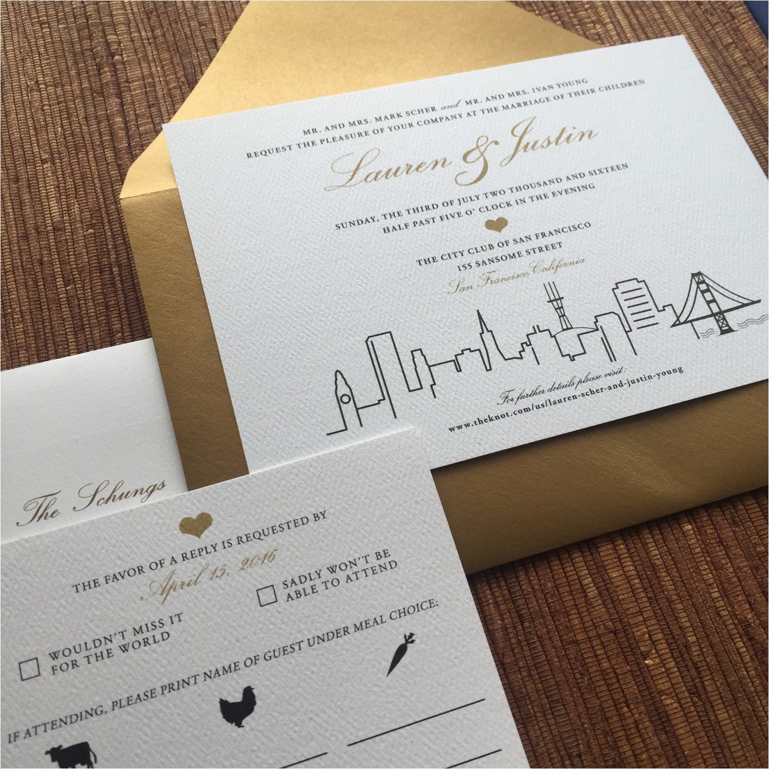 Wedding Invitations Sf San Francisco City Skyline Wedding Invitation 5×7 Stationery