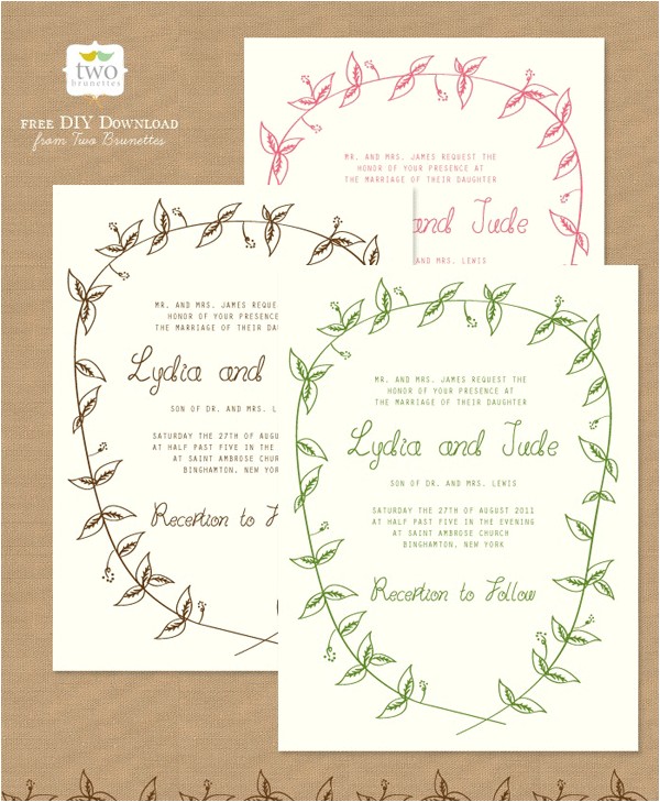 Wedding Invitations to Print at Home for Free 10 Free Printable Wedding Invitations Diy Wedding
