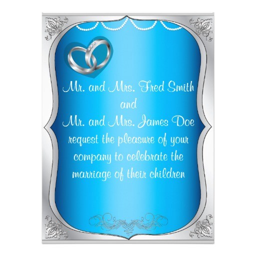 Wedding Invitations Turquoise and Silver Silver Rings Pearls Turquoise Wedding Invitation 6 5 Quot X