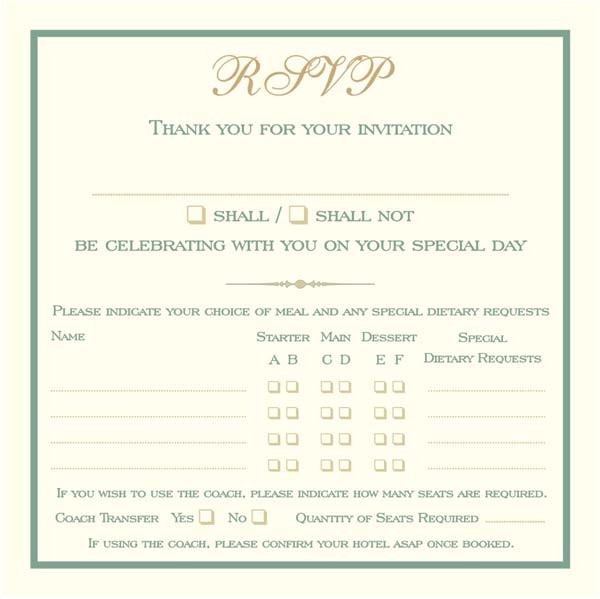 Wedding Invitations with Menu Choices Brambles Wedding Stationery Rsvp Cards