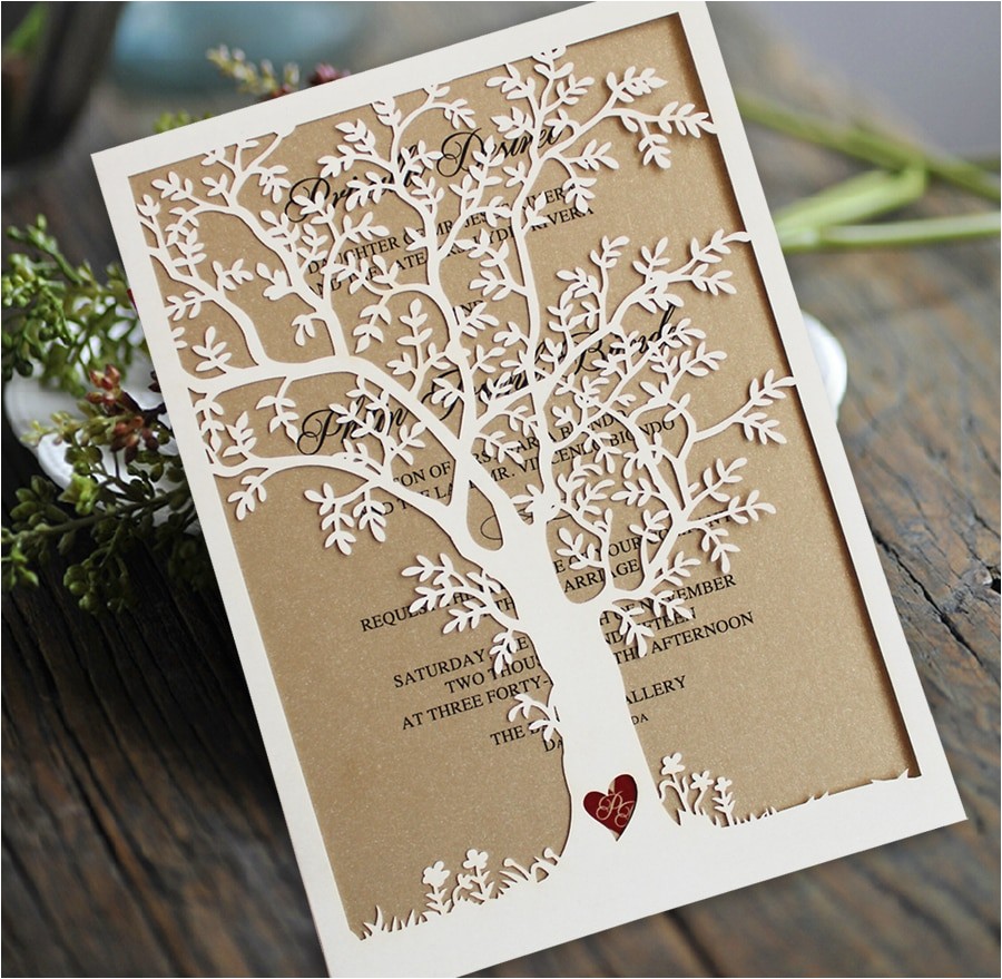 Wedding Invitations with Trees Laser Cut Tree Wedding Invitation Fall Wedding Invitation