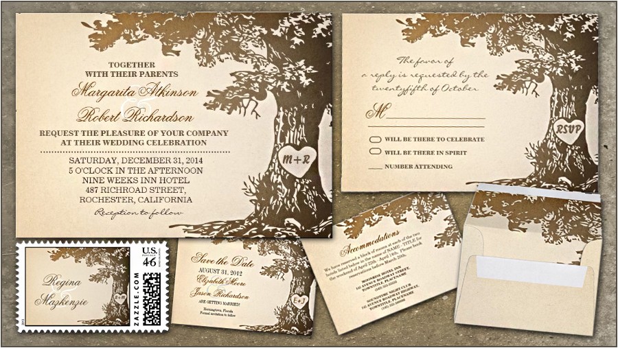 Wedding Invitations with Trees Rustic Wedding Invitations with Old Oak Tree Ipunya
