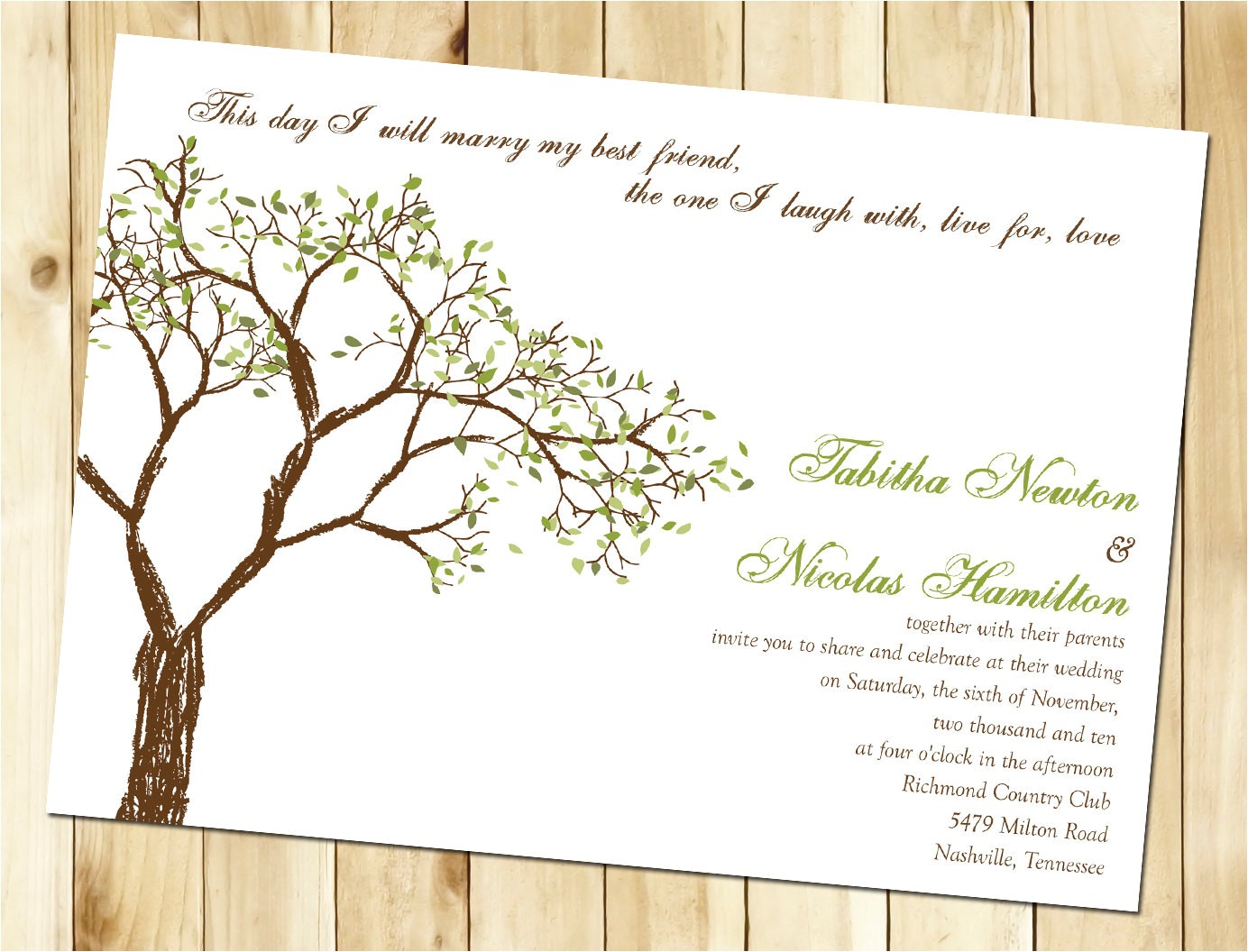 Wedding Invitations with Trees Wedding Invitation Wording Wedding Invitation Templates Tree