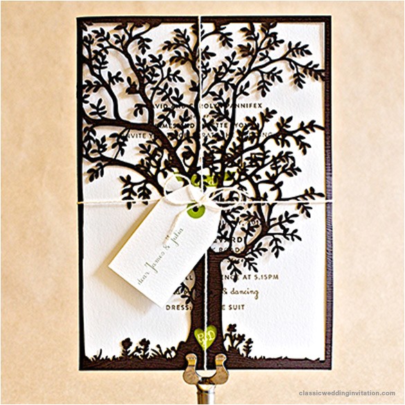 Wedding Invitations with Trees Wedding Invitations with St Gertrude Tree Laser Cut Design