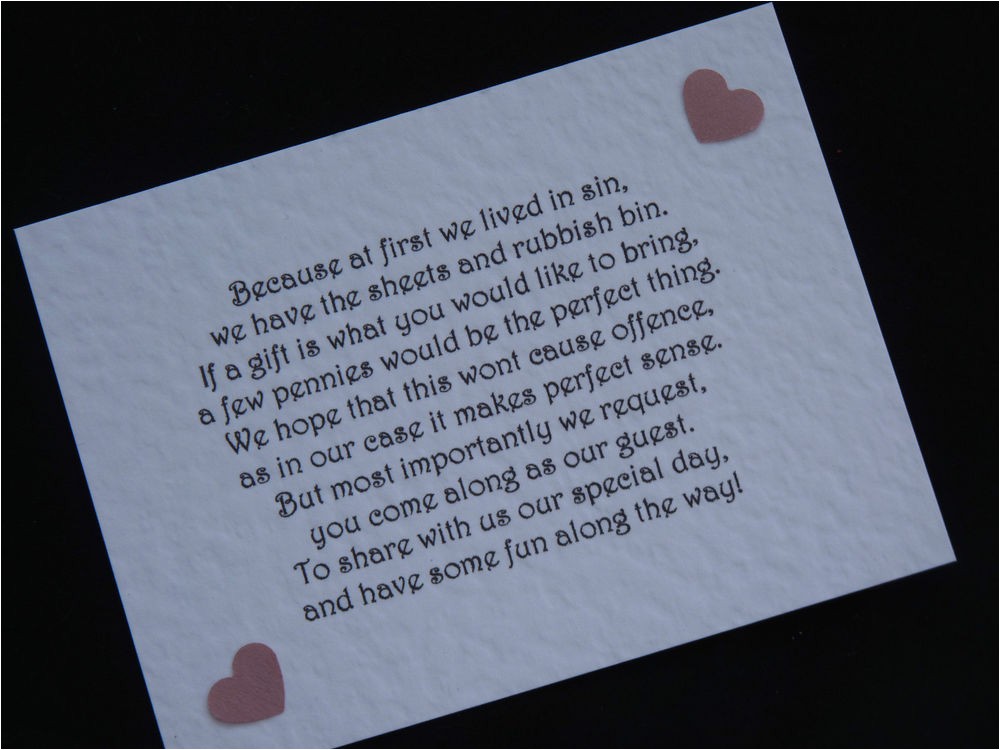 Wedding Invite Inserts Handmade Wedding Gift Money Poems for Wedding Invitations