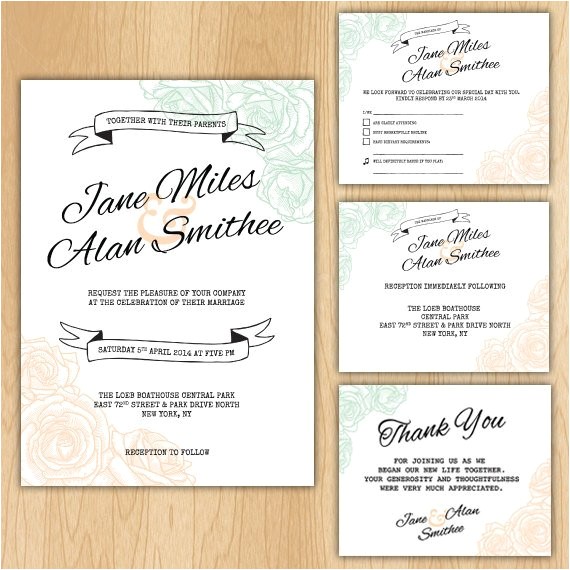 Wedding Invite Packages Floral Wedding Invitation Package Printable Digital Files Wedding Invite Packages Floral Wedding Invitation Package Printable Digital Files