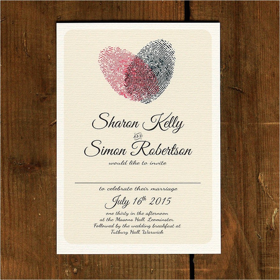 Wedding Invitions Fingerprint Heart Wedding Invitation and Save the Date by