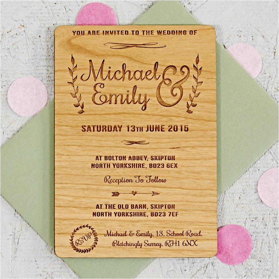 Wedding Invitions Floral Wooden Wedding Invitation by sophia Victoria Joy