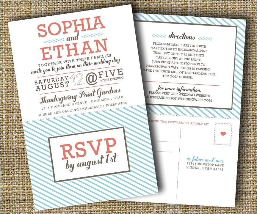 Wedding Reception Invitations with Rsvp Cards Modern Wedding Invitation with Perforated Rsvp Card