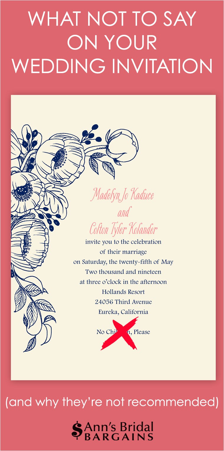 What Do You Say On A Wedding Invitation What Not to Say On Your Wedding Invitation Ann 39 S Bridal