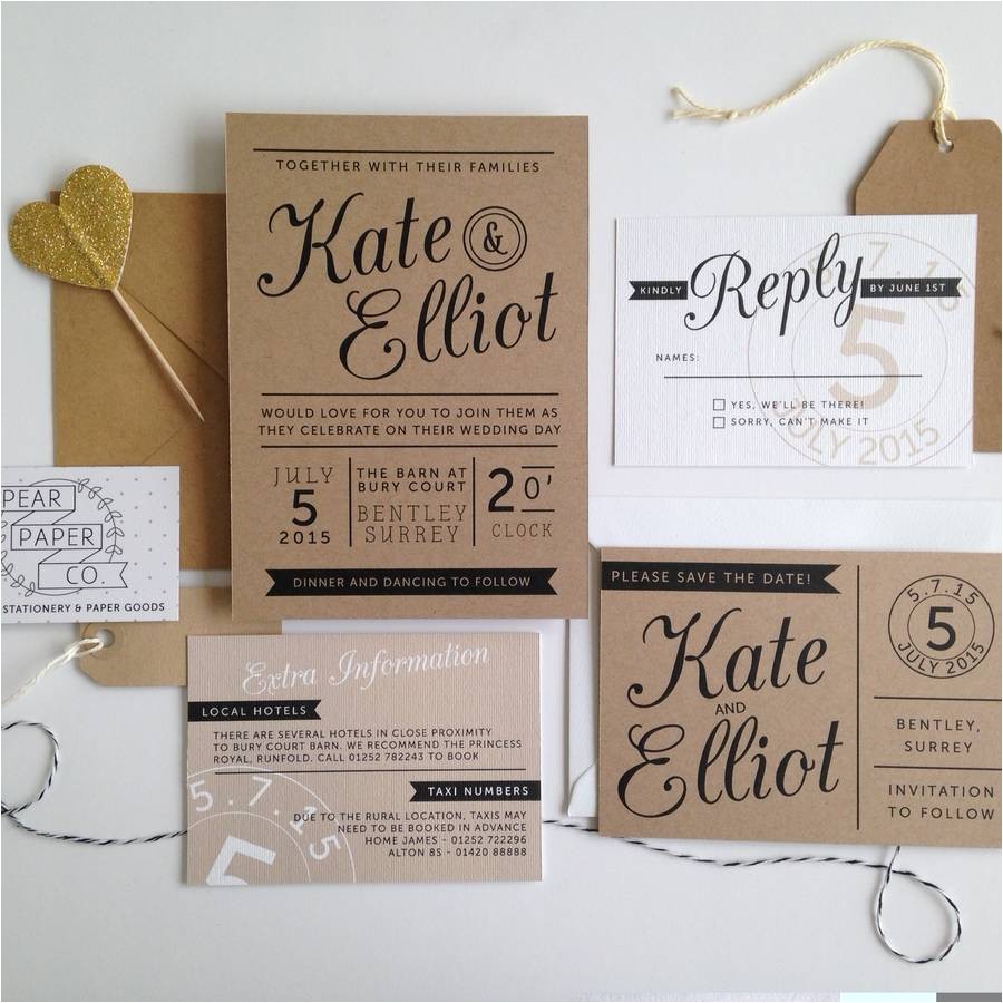 What Paper to Use for Wedding Invitations Kraft Stamp Wedding Invitation by Pear Paper Co