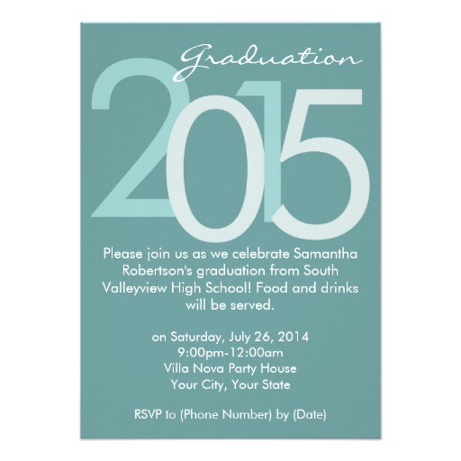 What to Say On Graduation Party Invitation 2015 Blue Typographic Graduation Party Invitation Zazzle