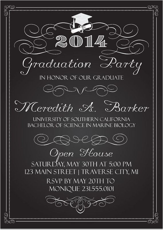 What to Say On Graduation Party Invitation Chalkboard Graduation Party Invitations Graduation