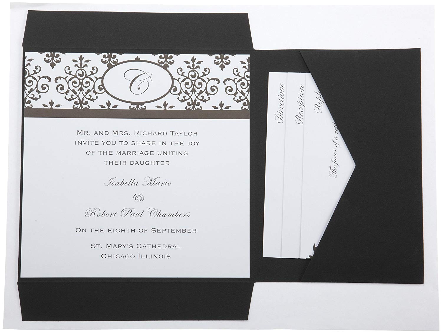 Wilton Wedding Invitation Templates Wilton Black White Scroll Monogram Pocket Invitation Kit