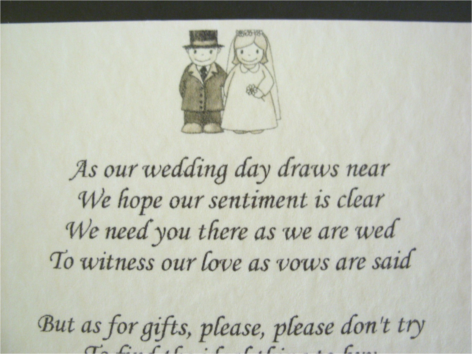 Wording for Wedding Invitations Money Instead Of Gifts Wedding Invitation Wording No Gifts Just Money Matik for