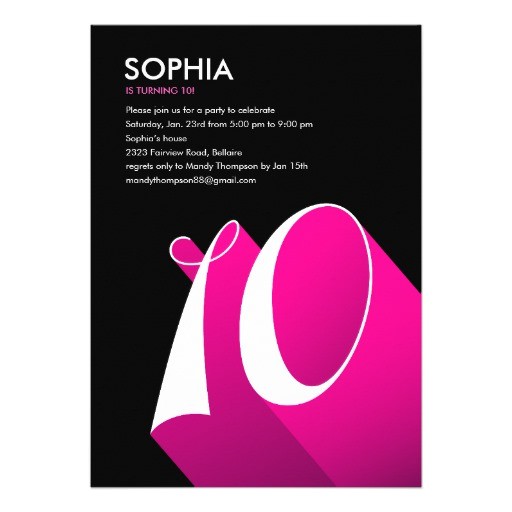 10th Birthday Party Invitation Wording Modern Pop 10th Birthday Party Invitations 5 Quot X 7