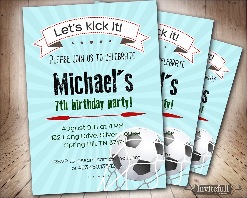 11th Birthday Party Invitations soccer Birthday Invitation for Boys6th 9th 8th 11th Boy
