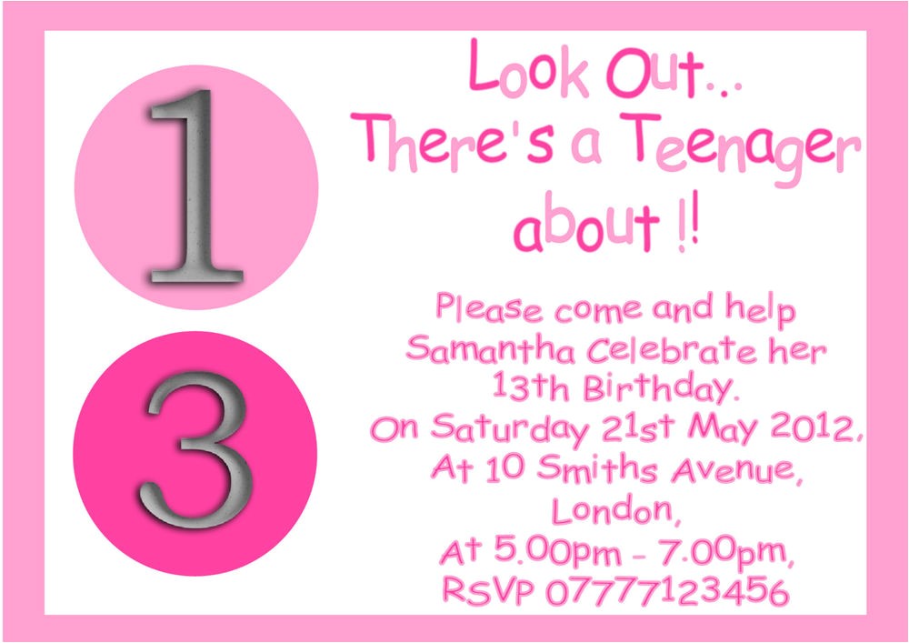 13th Girl Birthday Party Invitations Personalised Boys Girls Teenager 13th Birthday Party