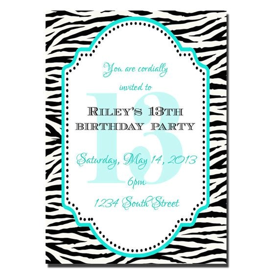13th Party Invites 13th Birthday Party Invitation Girl Birthday Invitation