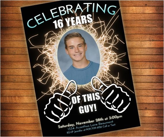 16th Birthday Party Invitations for Boys 16th Birthday Invitation Thumbs Up Celebrating This Guy