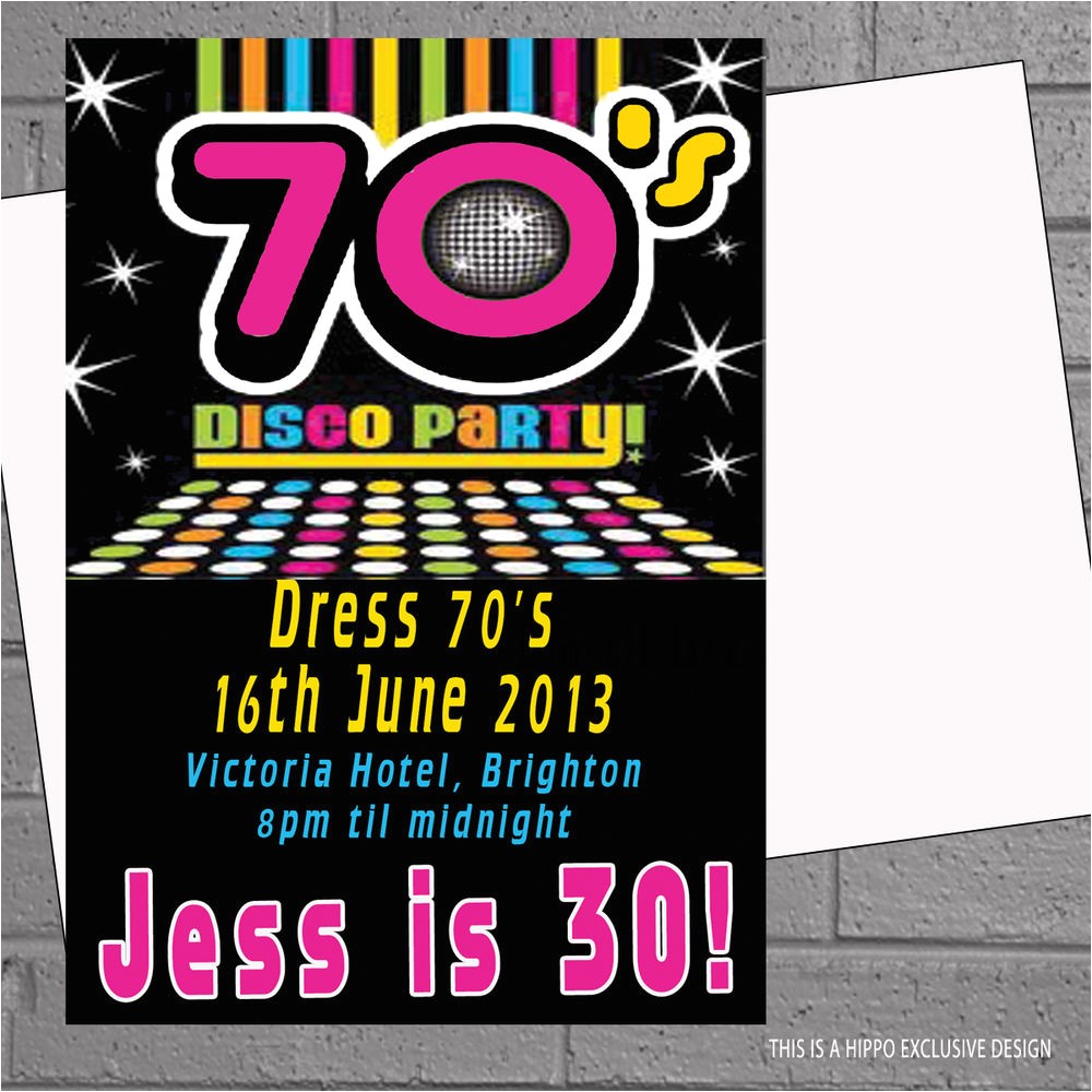 1970s Party Invitations 1970s 70s Seventies Disco Birthday Party Invitations X 12