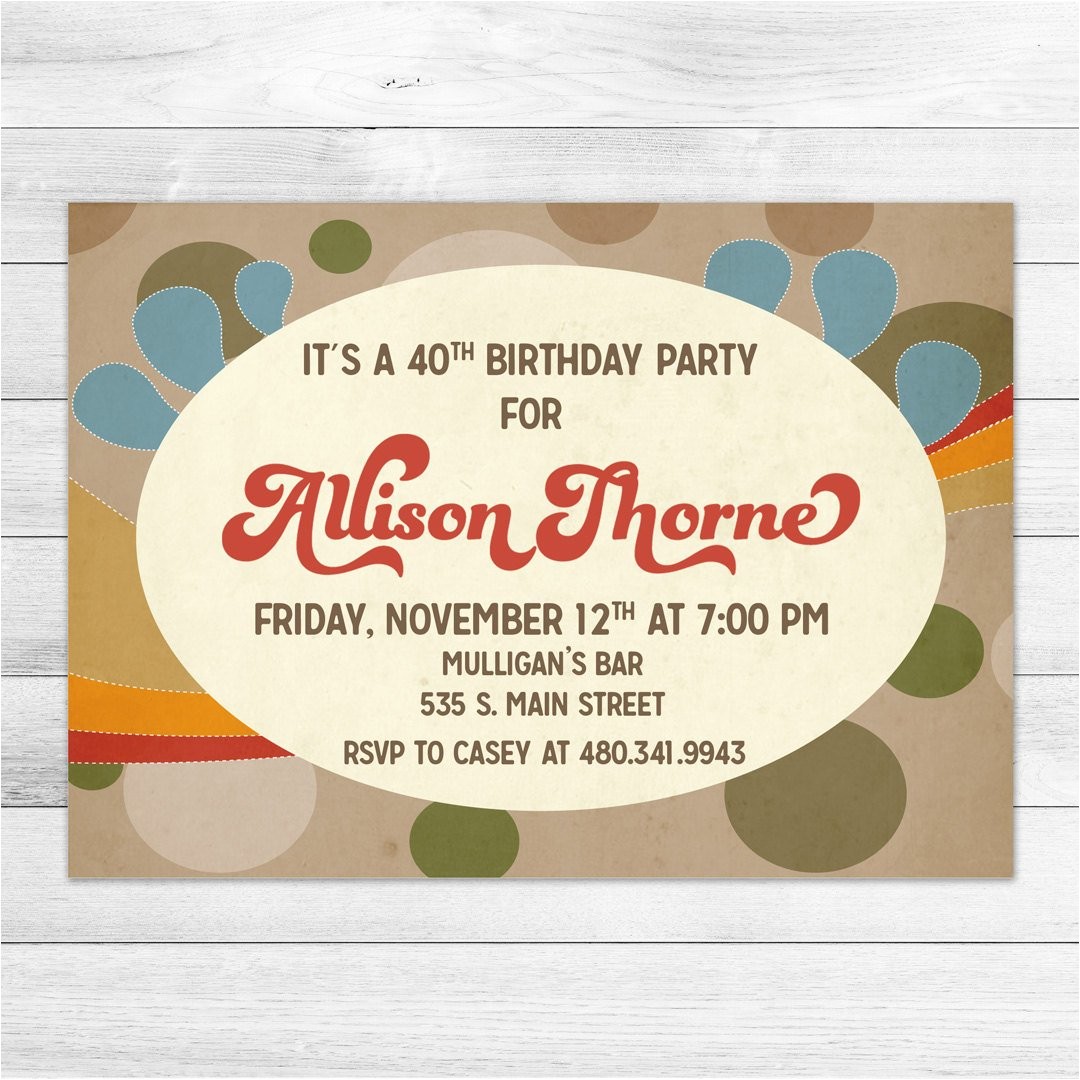 1970s Party Invitations 1970s Birthday Party Invitation Digital Invite File Disco