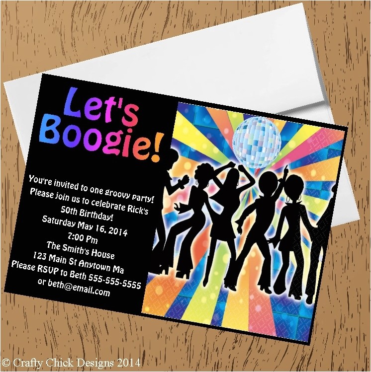 1970s Party Invitations 1970s Disco Dance Birthday Party Invitations Crafty