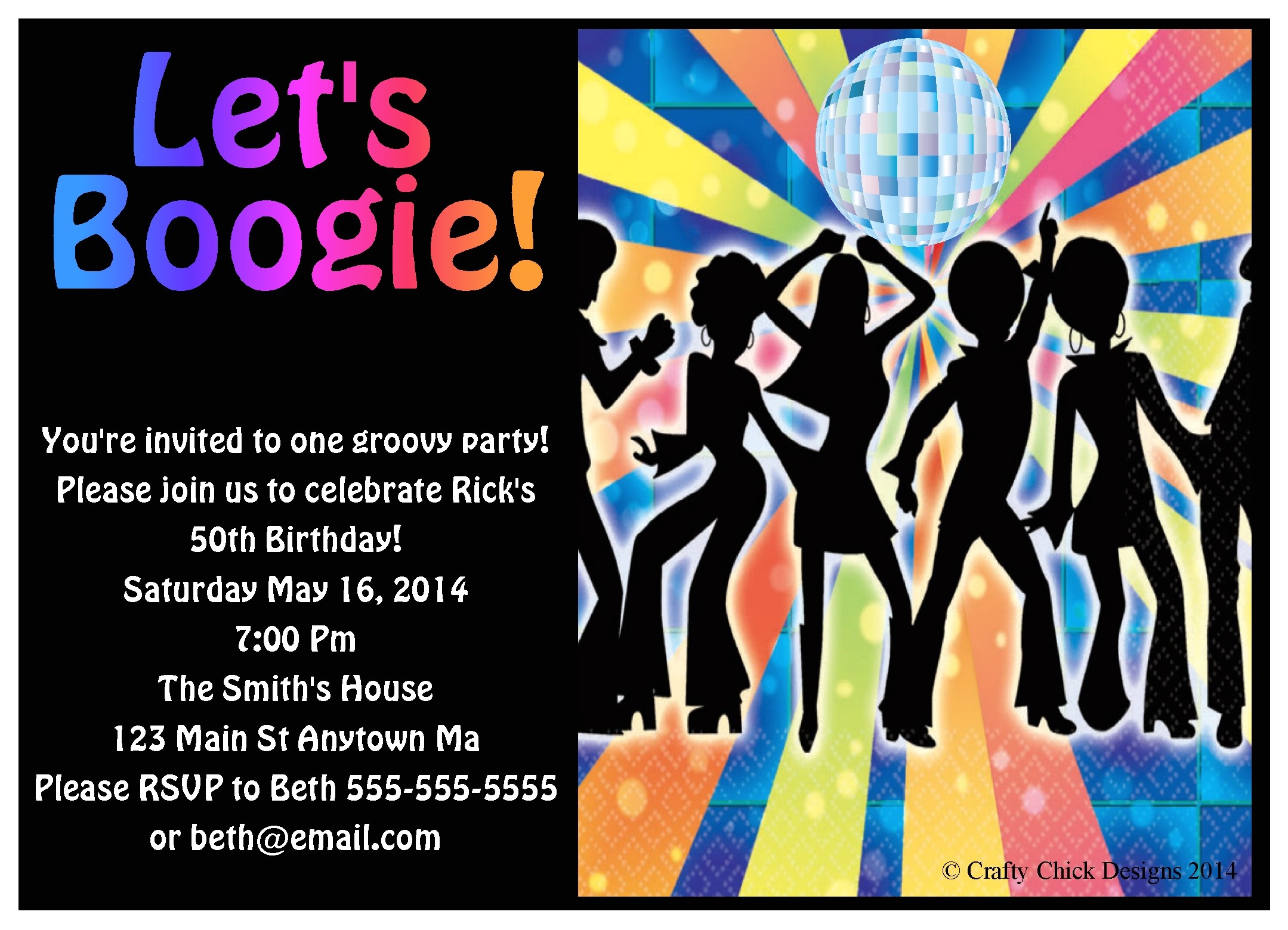 1970s Party Invitations 1970s Disco Dance Birthday Party Invitations Crafty