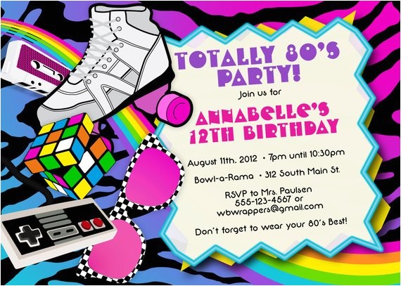 1980s Birthday Party Invitations totally 80s 1980s themed Birthday Party Invitations