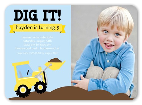3 Year Old Boy Birthday Party Invitations We Dig Trucks 5×7 Birthday Party Invitations Shutterfly