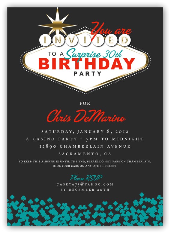 4×6 Party Invitation Templates Fabulous Las Vegas themed Party Invitation 4×6 or 5×7