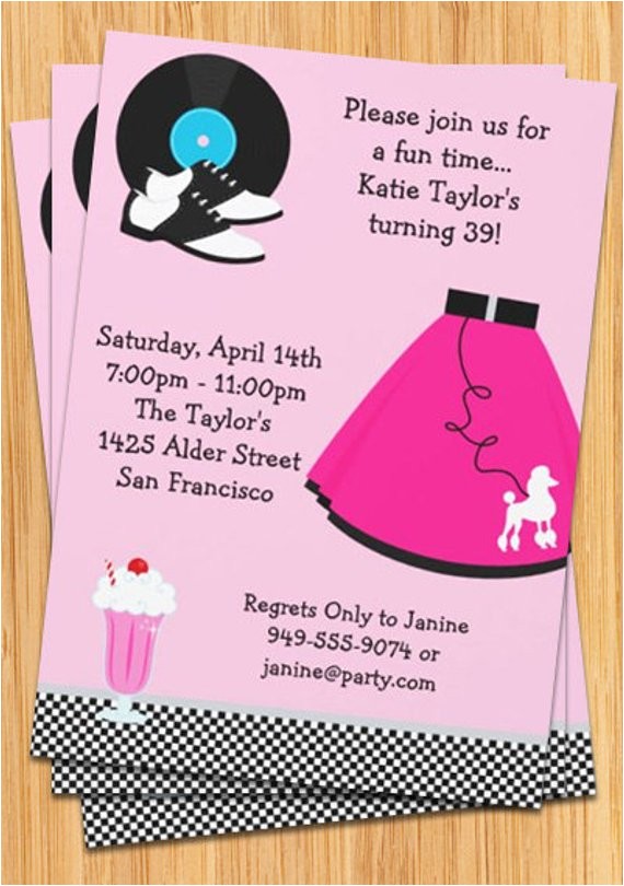 50s Party Invitation Templates Free 50 39 S Poodle Skirt Party Invitation