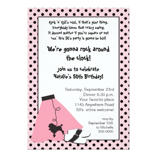 50s Party Invitation Templates Free Rock Roll 50 39 S Birthday Invitation Zazzle