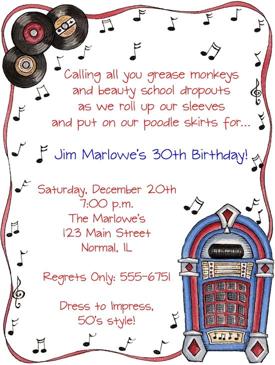 50s theme Party Invitations 17 Best Images About 50th Birthday Party On Pinterest
