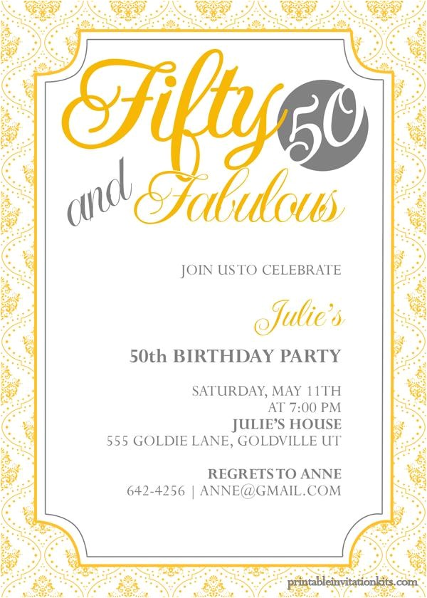50th Birthday Party Invitation Template 50th Birthday Invitation Templates Free Printable A