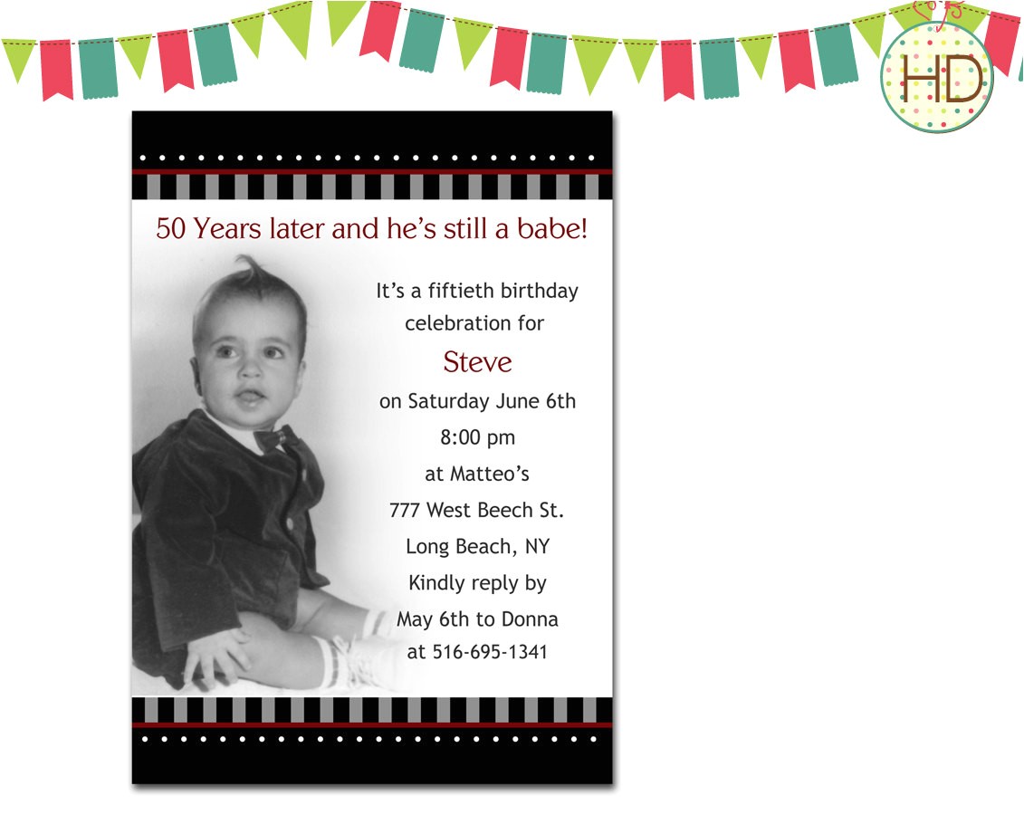 50th Birthday Party Invitations with Photo 50th Birthday Invitations for Him