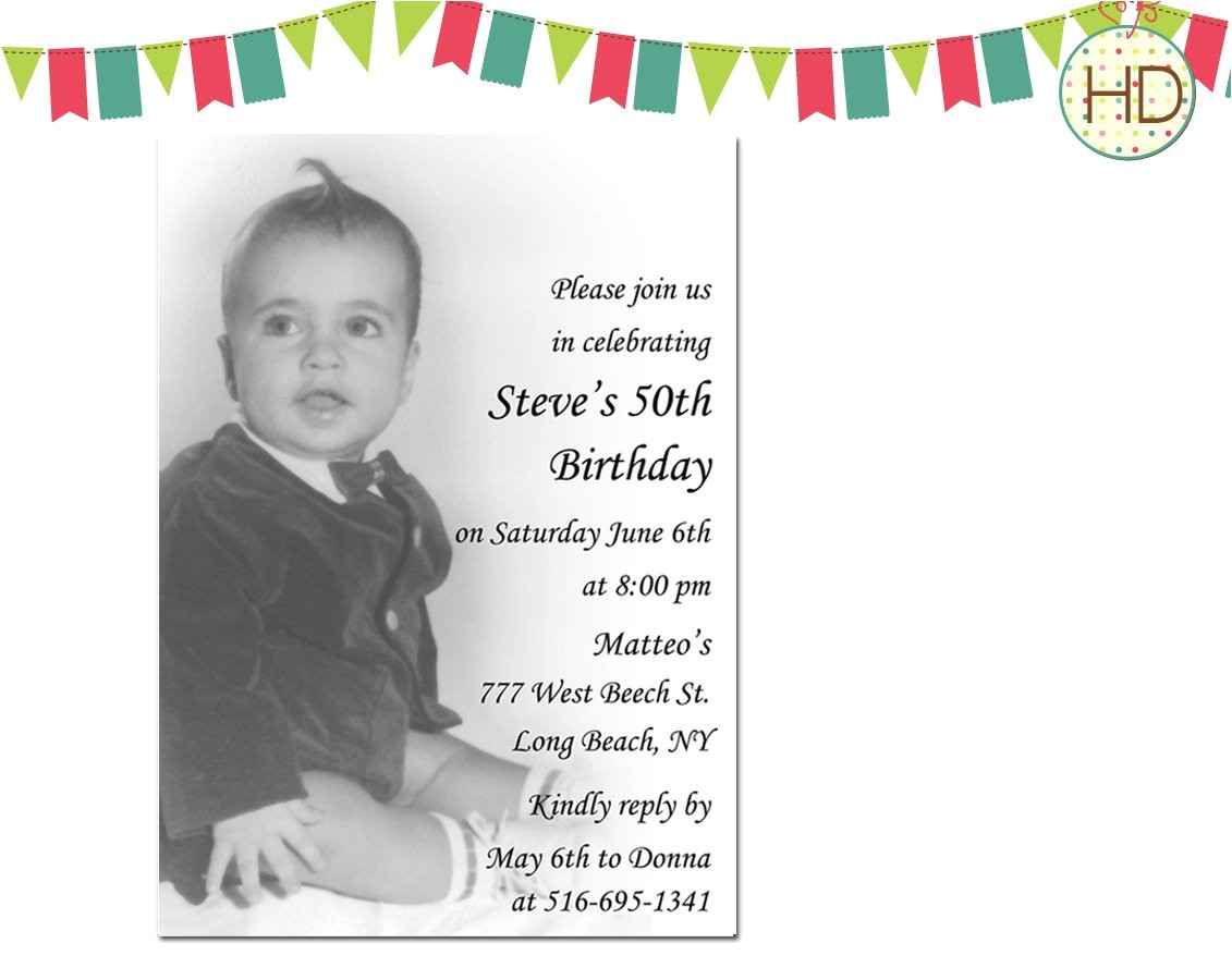 50th Birthday Party Invitations with Photo Photo Birthday Invitation 50th Birthday Party by Hdinvitations